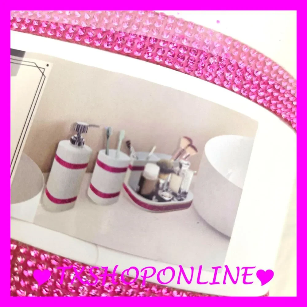 3 Pc Pink bling bathroom accessories set NEW
